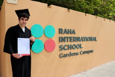 Mario Gonzalez at Raha International School in Abu Dhabi. He scored 44 out of 45 and will study aerospace engineering in The Netherlands. Photo: Mario Gonzalez