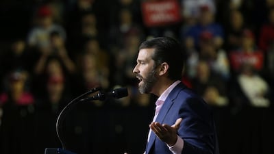 Donald Trump Jr speaks on stage. Reuters