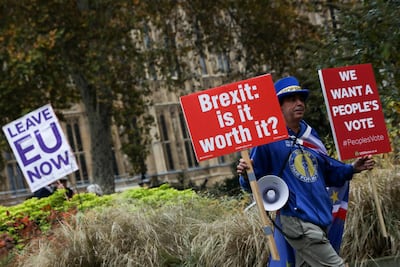 Campaigners in the Westminster district of London. Simon Dawson / Bloomberg