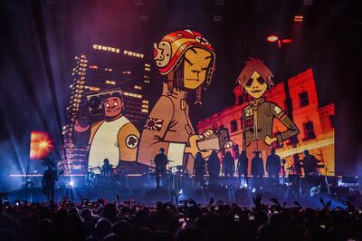 Gorillaz on stage at the O2 Arena in London last year. Getty Images
