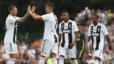 Ronaldo celebrates with his Juventus teammates. Getty Images