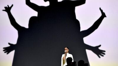 Katy Perry performs at the 57th annual Grammy Awards. John Shearer / Invision / AP