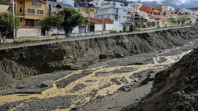 An overflowing Aruntaya river due to heavy rain in La Paz, Bolivia, that has left 40 people dead. AFP