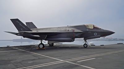 A Royal Navy F-35B Lightning multirole combat aircraft parked aboard the deck of the Royal Navy's HMS Queen Elizabeth aircraft carrier. AFP