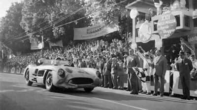 The UAE's version of Italy's Mille Miglia hope to attract personalities such as Stirling Moss, with British motor sports writer Denis Jenkinson beside him, and classic road-going racers such as thesilver Mercedes-Benz roadster Moss drove to victory in the 1955 edition the famous Italian rally.