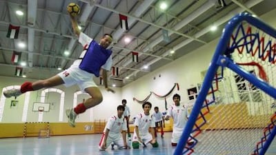 Julio Calegari, the coach of the UAE tchoukball team, in action during a training session.