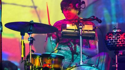 Noah Lennox of Animal Collective performs on stage in Los Angeles. Paul A Hebert / Invision / AP Photo