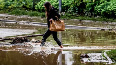 Making a splash: A flooded street in Hagen, Germany.