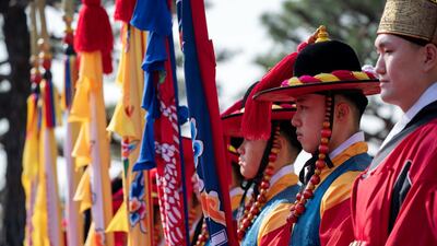 The Korean honour guard participate in a reception at Blue House. Ryan Carter / Ministry of Presidential Affairs