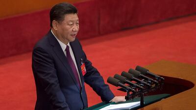 Chinese president Xi Jinping gives a speech at the opening session of the Chinese Communist Party's five-yearly Congress at the Great Hall of the People in Beijing on October 18, 2017. Nicolas Asfouri / AFP