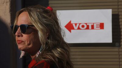 A voter waits in line in the town of Cave Creek, Arizona. Reuters