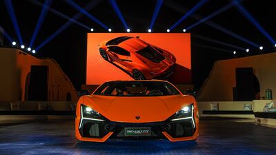 The Revuelto turned up decked out in Lamborghini's signature orange hue