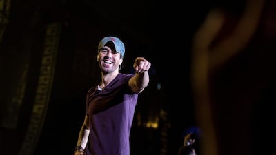 Spanish pop star Enrique Iglesias performs at Dubai Media City Amphitheatre as part of the Dubai Jazz Fest. Victor Besa for The National