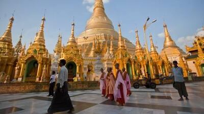 Shwedagon Pagoda in Yangon. Mountain Kingdoms has a new two-week tour of Myanmar that takes in major cities and temples. Getty Images