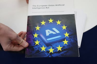 The European Union Artificial Intelligence Act promotion leaflet. Reuters