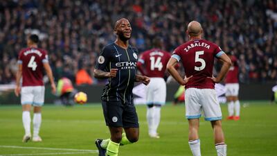 Raheem Sterling scored twice in Manchester City's 4-0 win at West Ham. Reuters