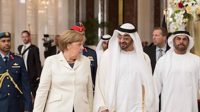 Mrs Merkel in Abu Dhabi in 2017. Mohamed Al Hammadi / Crown Prince Court — Abu Dhabi