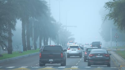 A foggy morning in central Abu Dhabi.