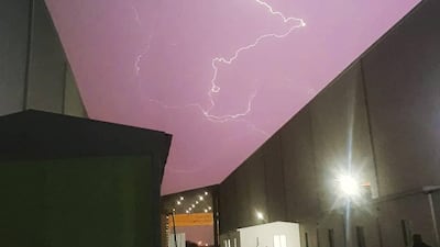 Lightning is seen above Kuwait International Airport. Reuters