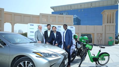 From left to right: Marcello Baricordi, Visa’s General Manager for MENA; Mudassir Sheikha, co-founder and CEO of Careem; Junaid Iqbal, Managing Director of Careem Pay; and Otto Williams, Vice President, Head of Strategic Partnerships, Fintechs and Ventures, CEMEA at Visa. Courtesy Visa