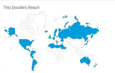 This map from Google shows where the Omar Sharif doodle is being shown.