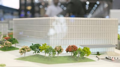 Above, Tecom’s Innovation Hub model on display at Cityscape Global 2015. Reem Mohammed / The National