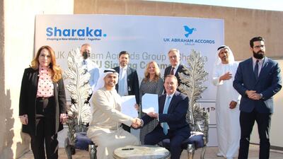 The UK group signed an agreement to support, promote and expand the Accords with Sharaka, a group founded by young leaders from Israel and the Gulf who are dedicated to ensuring “the vision of people-to-people peace” becomes a reality. Wam