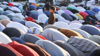Muslims perform Eid Al Adha prayers in Amman, Jordan. EPA
