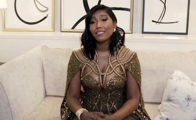 Simone Ledward Boseman accepts the award for Best Actor in a Motion Picture Drama for 'Ma Rainey's Black Bottom' on behalf of her late husband, Chadwick Boseman. AP