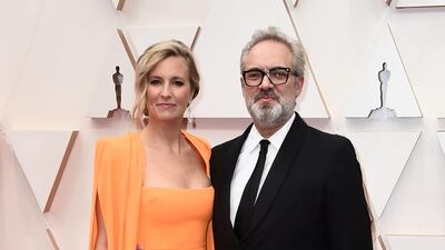 Alison Balsom and Sam Mendes arrive at the Oscars on Sunday, February 9, 2020, at the Dolby Theatre in Los Angeles. AP