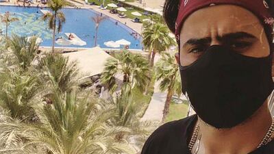 Kolkata Knight Riders' Nitish Rana at the team hotel in Abu Dhabi. Courtesy Kolkata Knight Riders twitter / @KKRiders