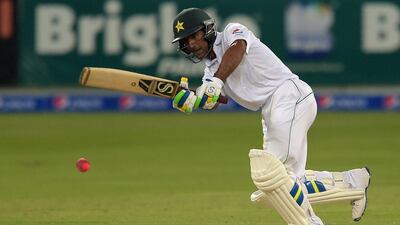 Pakistani batsman Asad Shafiq plays a shot. Aamir Qureshi / AFP