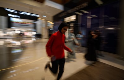 Runners take part in the Women's Mallathon at Dubai Mall, as part of events to mark Emirati Women's Day organised by the Dubai Sports Council in August 2025. EPA