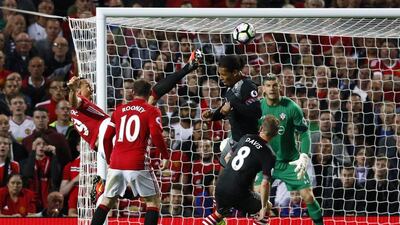 Manchester United striker Zlatan Ibrahimovic attempts an acrobatic shot on goal. Jason Cairnduff / Reuters