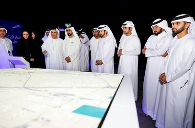 Sheikh Mohammed bin Rashid checks construction progress of Expo 2020's Metro station. Wam