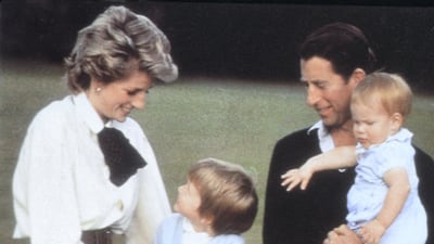 Prince Charles with Princess Diana and sons Harry and William at Balmoral in 1988. Getty Images