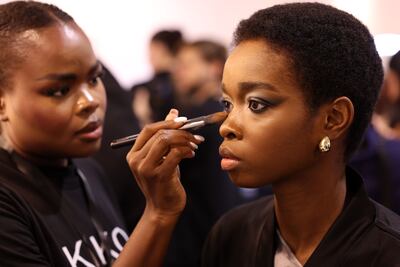 Backstage at Dubai Fashion Week, held in Dubai Design District. Chris Whiteoak / The National