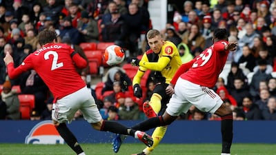 Watford's Gerard Deulofeu shoots against the crossbar. Reuters