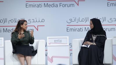 Mina Al Oraibi, The National's Editor-in-Chief, speaks at the Emirates Media Forum