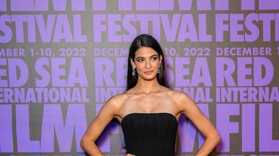 Egyptian actress Tara Emad wears black and white Georges Chakra to the Celebration of Women in Cinema gala hosted by the Red Sea International Film Festival on May 21. AFP