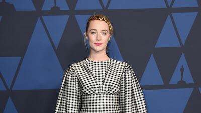 Saoirse Ronan wears Emilia Wickstead at the 11th Annual Governors Awards gala hosted by the Academy of Motion Picture Arts and Sciences at the Dolby Theater in Hollywood on October 27, 2019. AP