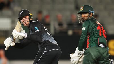 New Zealand's Finn Allen hit 71 from just 29 balls in the third T20 against Bangladesh in Auckland on Thursday, April 1, 2021. AFP