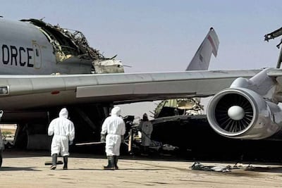 The destroyd US Air Force AWACS. AFP
