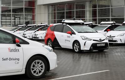 Self-driving cars owned and tested by Yandex in Moscow, Russia. Reuters