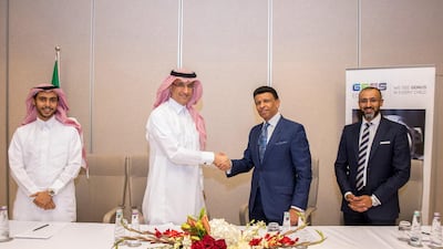 Ahmed Al Qahtani (left) the CIO of Hassana, along side Saad Alfdly the CEO of Hassana Investment Company, Sunny Varkey the founder of GEMS Education and Dino Varkey the CEO of GEMS Education.