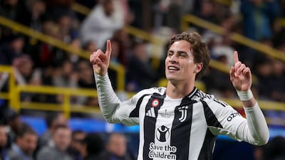 Juventus' Turkish midfielder Kenan Yildiz celebrates after scoring the opening goal. AFP