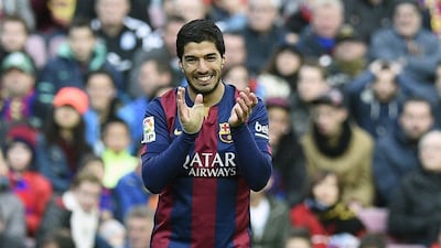 Barcelona's Luis Suarez shown during his side's 1-0 loss to Malaga in La Liga on Saturday. Lluis Gene / AFP / February 21, 2015