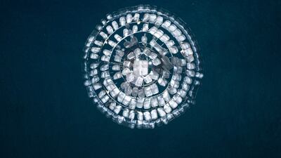 An intricate lamp made of ice inside the hotel. AFP