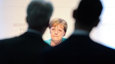 German Chancellor Angela Merkel attends the 60th Anniversary of the Hessian Circle in Frankfurt Main, Germany. EPA