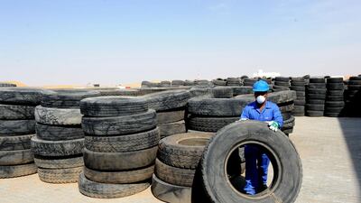 The tyres were recycled at the Gulf Rubber Factory in Abu Dhabi. Courtesy Tadweer